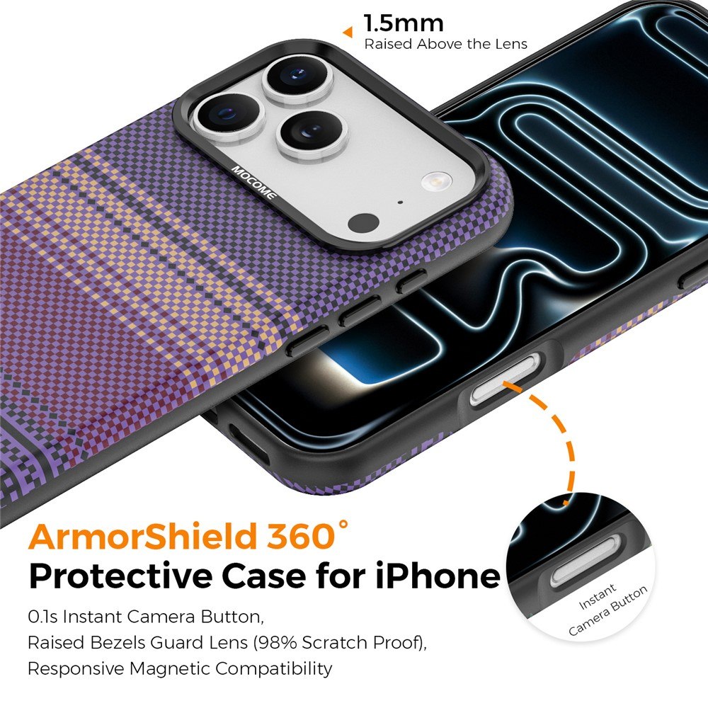 Калъф MagSafe за Apple iPhone 17 Pro Max, OEM, Gradient Rainbow, Лилав