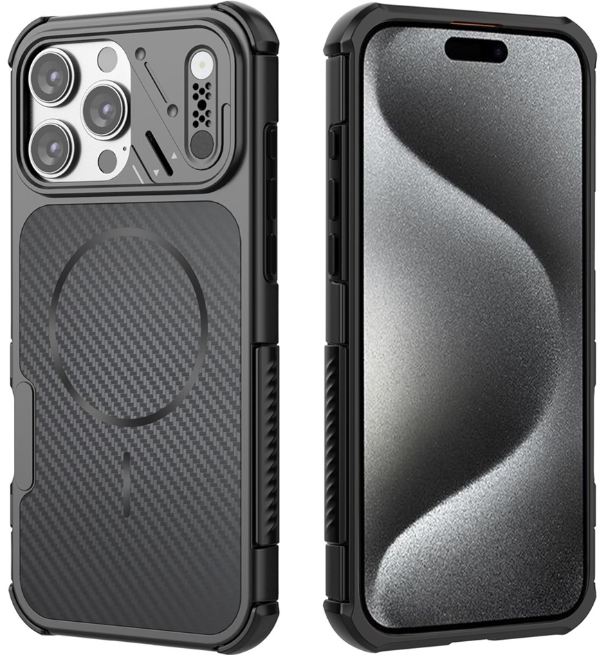Калъф MagSafe за Apple iPhone 16 Pro Max, OEM, защита от въглерод и ъгли, черен