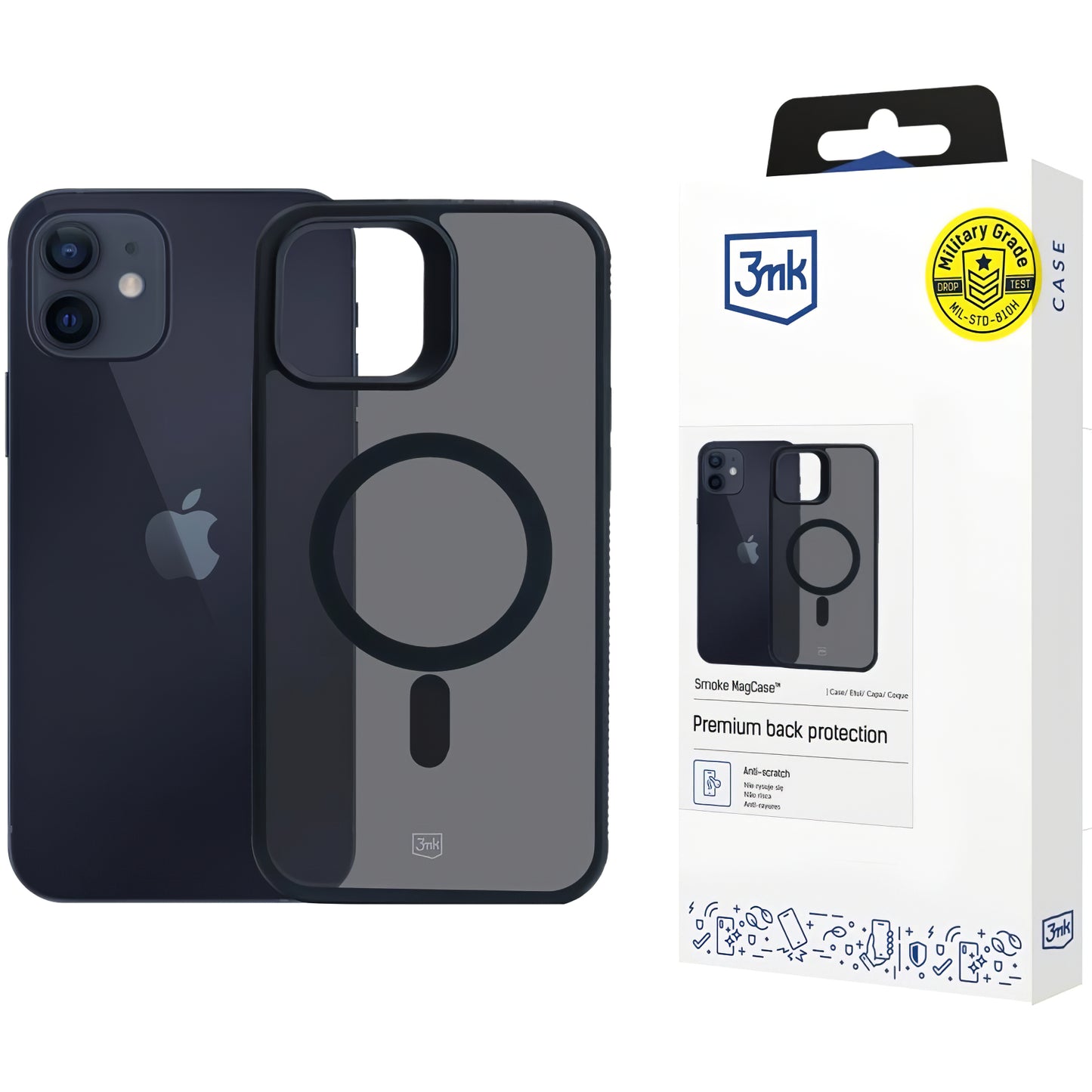 Калъф MagSafe за Apple iPhone 12 / 12 Pro, 3MK, Smoke MagCase, Черен