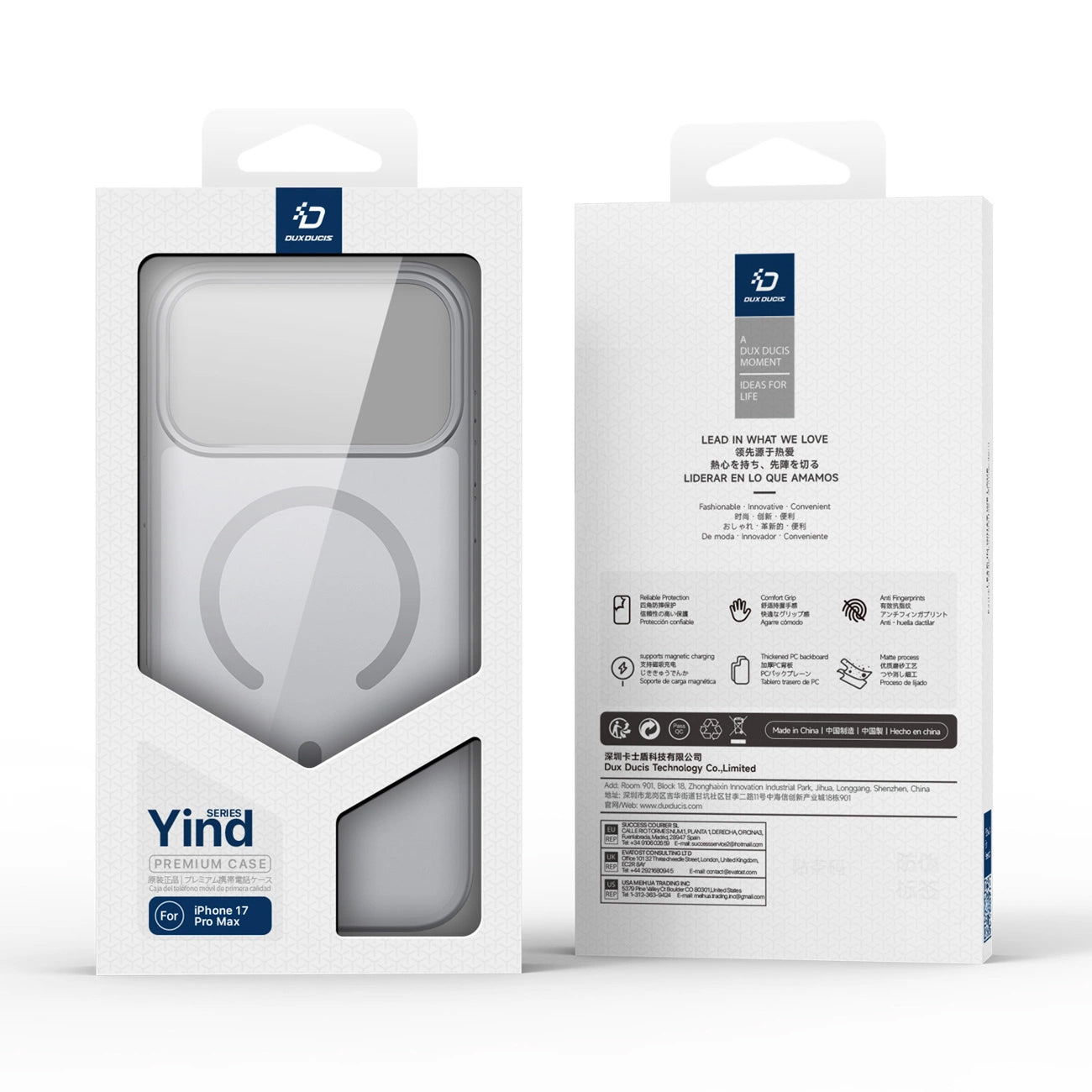 Калъф MagSafe за Apple iPhone 17 Pro, DUX DUCIS, Yind, Сив