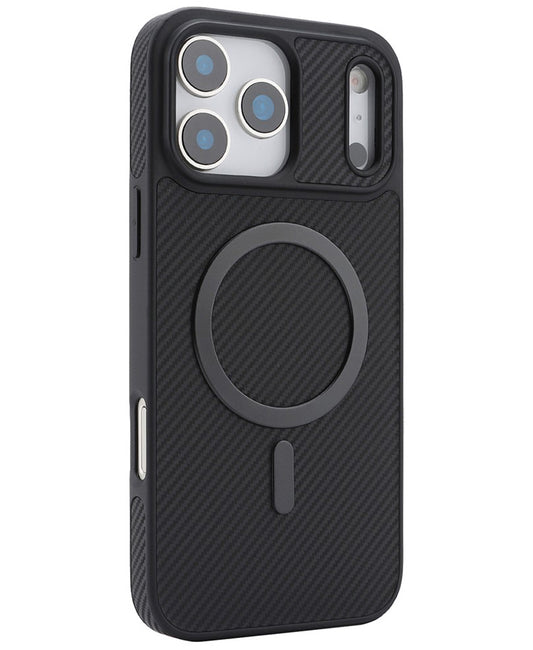 Калъф MagSafe за Apple iPhone 17 Pro, OEM, Carbon Metal Ring, Черен