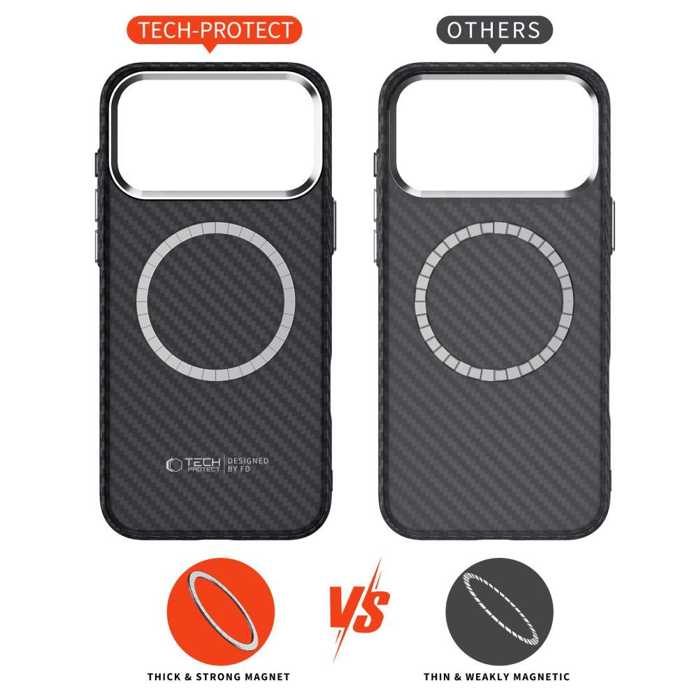 Калъф MagSafe за Apple iPhone 17 Pro Max, Tech-Protect, Ion Carbon, Черен
