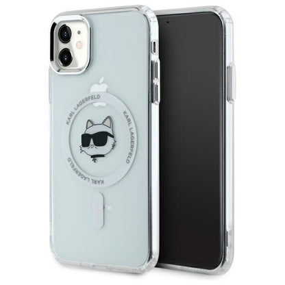 Калъф MagSafe за Apple iPhone 11, Karl Lagerfeld, IML Metal Choupette's Head, Бял