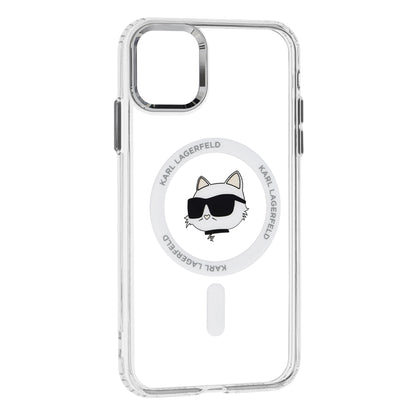 Калъф MagSafe за Apple iPhone 11, Karl Lagerfeld, IML Metal Choupette's Head, Бял