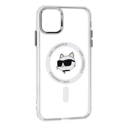 Калъф MagSafe за Apple iPhone 11, Karl Lagerfeld, IML Metal Choupette's Head, Бял