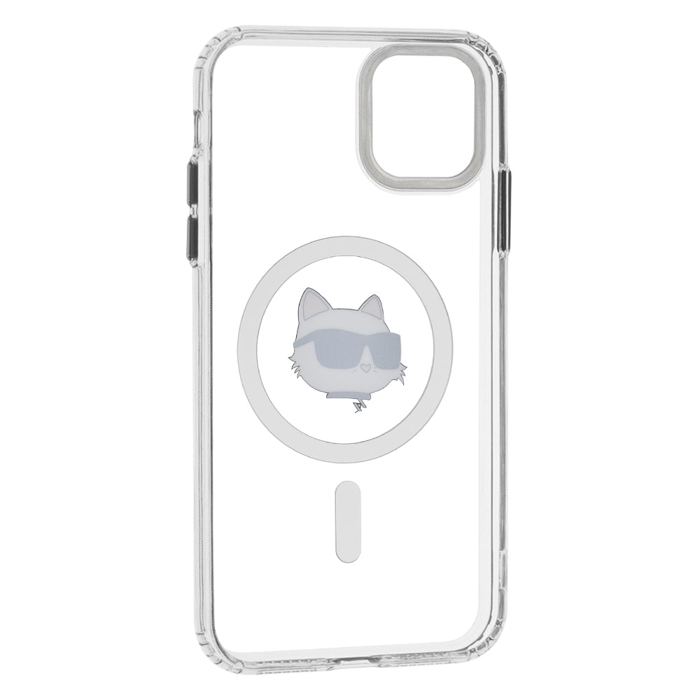 Калъф MagSafe за Apple iPhone 11, Karl Lagerfeld, IML Metal Choupette's Head, Бял