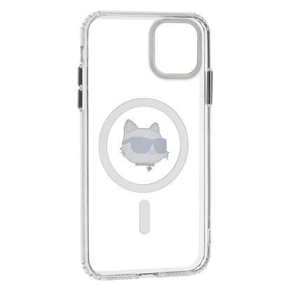 Калъф MagSafe за Apple iPhone 11, Karl Lagerfeld, IML Metal Choupette's Head, Бял