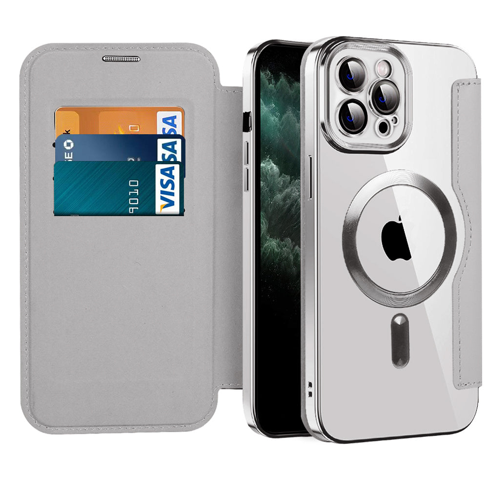 MagSafe Case for Apple iPhone 11 Pro Max, Techsuit, SmartMag Book, Gray