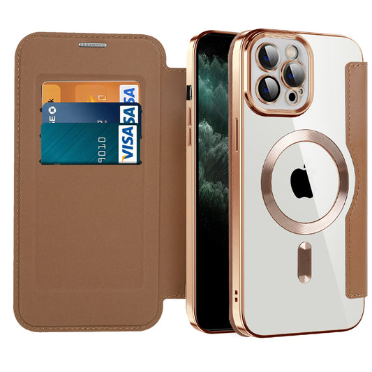 Калъф MagSafe за Apple iPhone 11 Pro Max, Techsuit, SmartMag Book, Кафяв