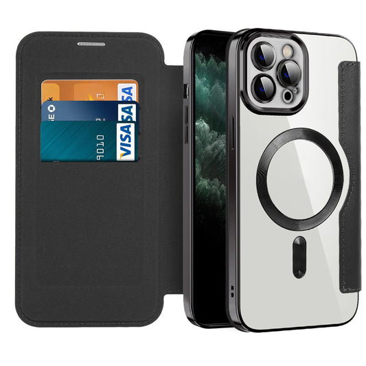 Калъф MagSafe за Apple iPhone 11 Pro Max, Techsuit, SmartMag Book, Черен