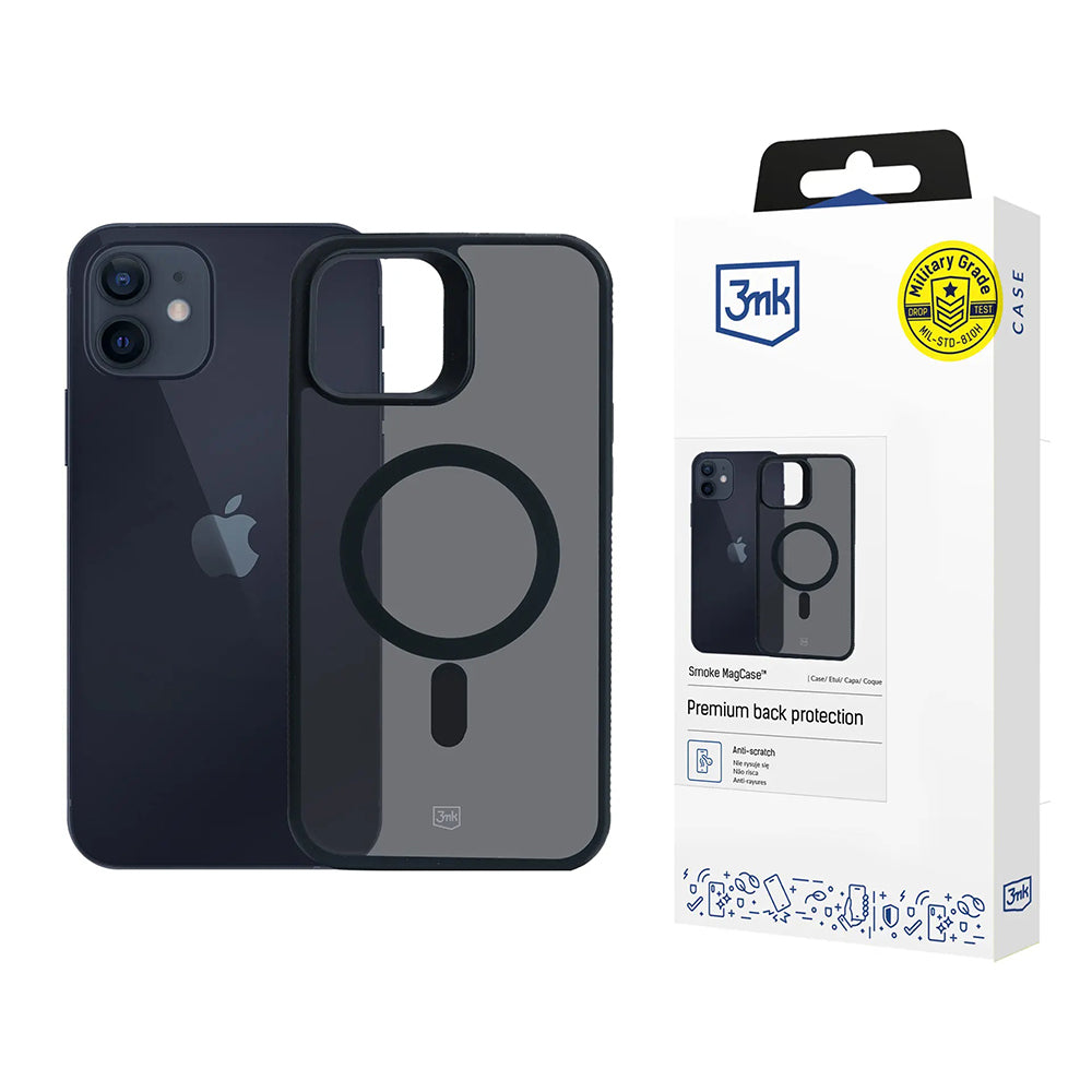 Калъф MagSafe за Apple iPhone 12 / 12 Pro, 3MK, Smoke MagCase, Черен