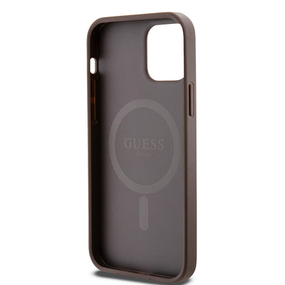 Калъф MagSafe за Apple iPhone 12 / 12 Pro, Guess, 4G Ring Classic Logo, Кафяв
