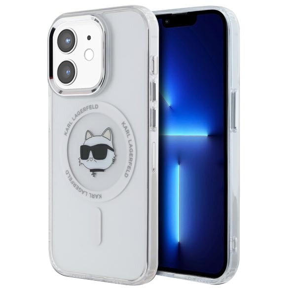 Калъф MagSafe за Apple iPhone 12 / 12 Pro, Karl Lagerfeld, IML Metal Choupette's Head, Бял