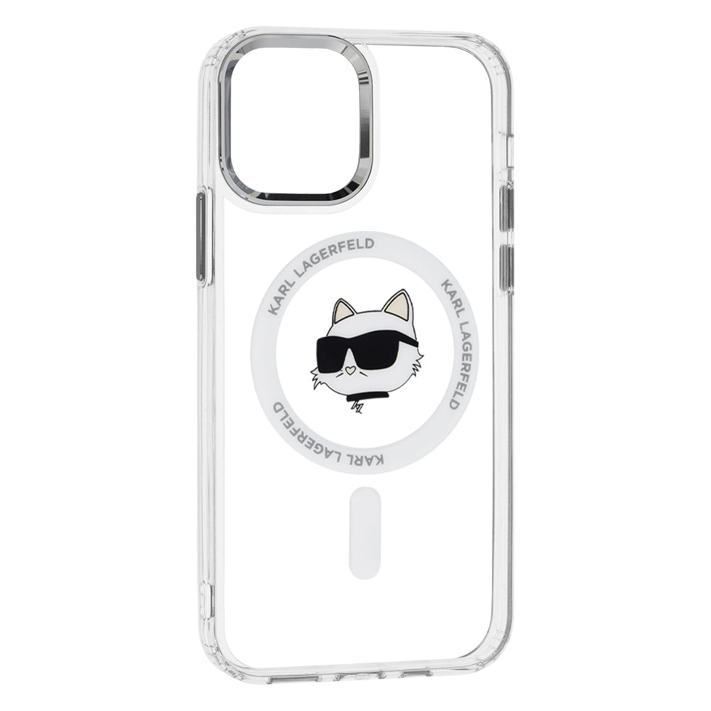 Калъф MagSafe за Apple iPhone 12 / 12 Pro, Karl Lagerfeld, IML Metal Choupette's Head, Бял