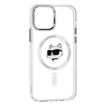 Калъф MagSafe за Apple iPhone 12 / 12 Pro, Karl Lagerfeld, IML Metal Choupette's Head, Бял