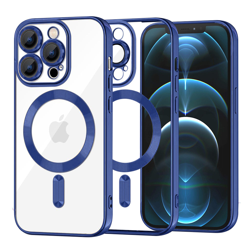 MagSafe Case for Apple iPhone 12 Pro Max, Techsuit, Luxury Crystal, Dark Blue