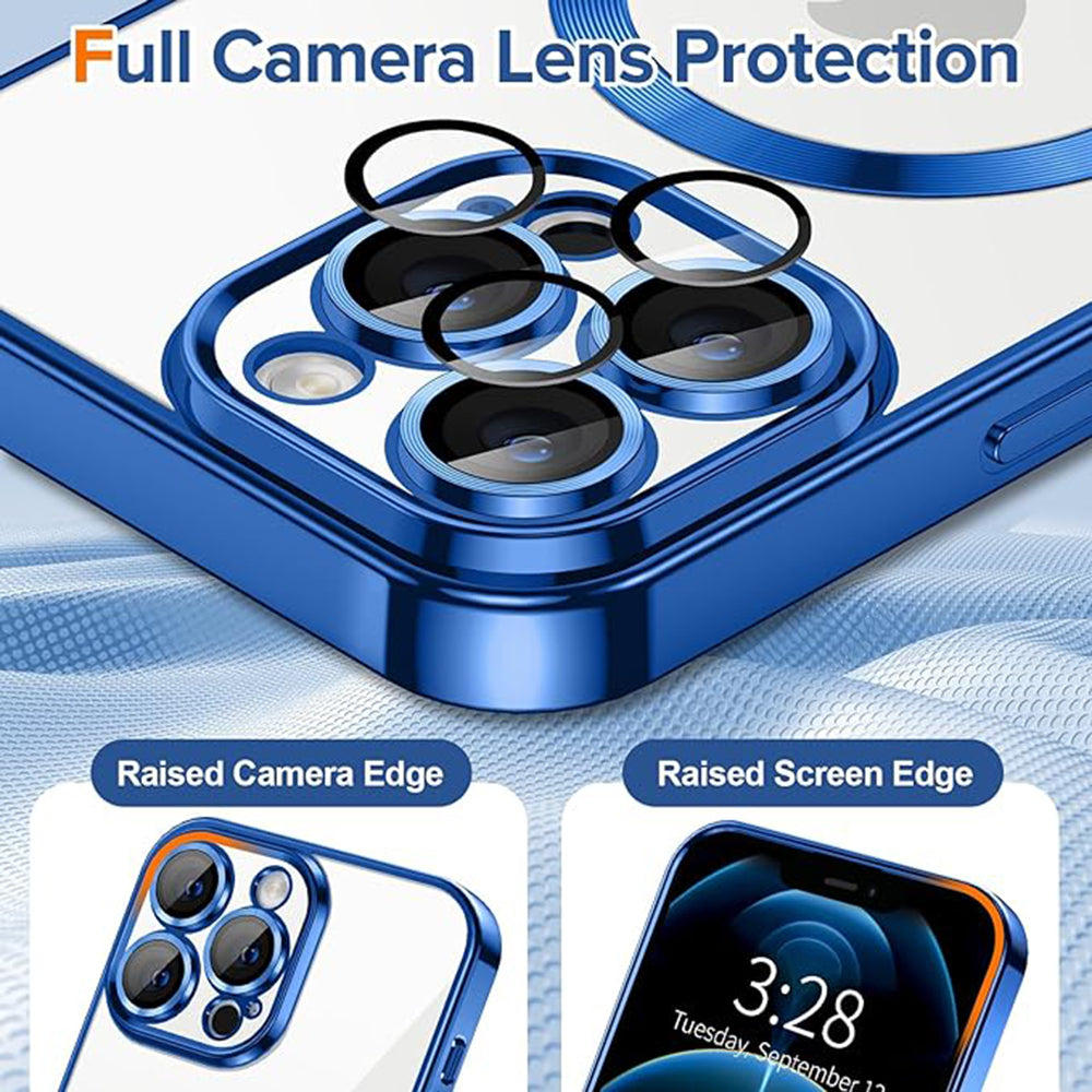 MagSafe Case for Apple iPhone 12 Pro Max, Techsuit, Luxury Crystal, Dark Blue