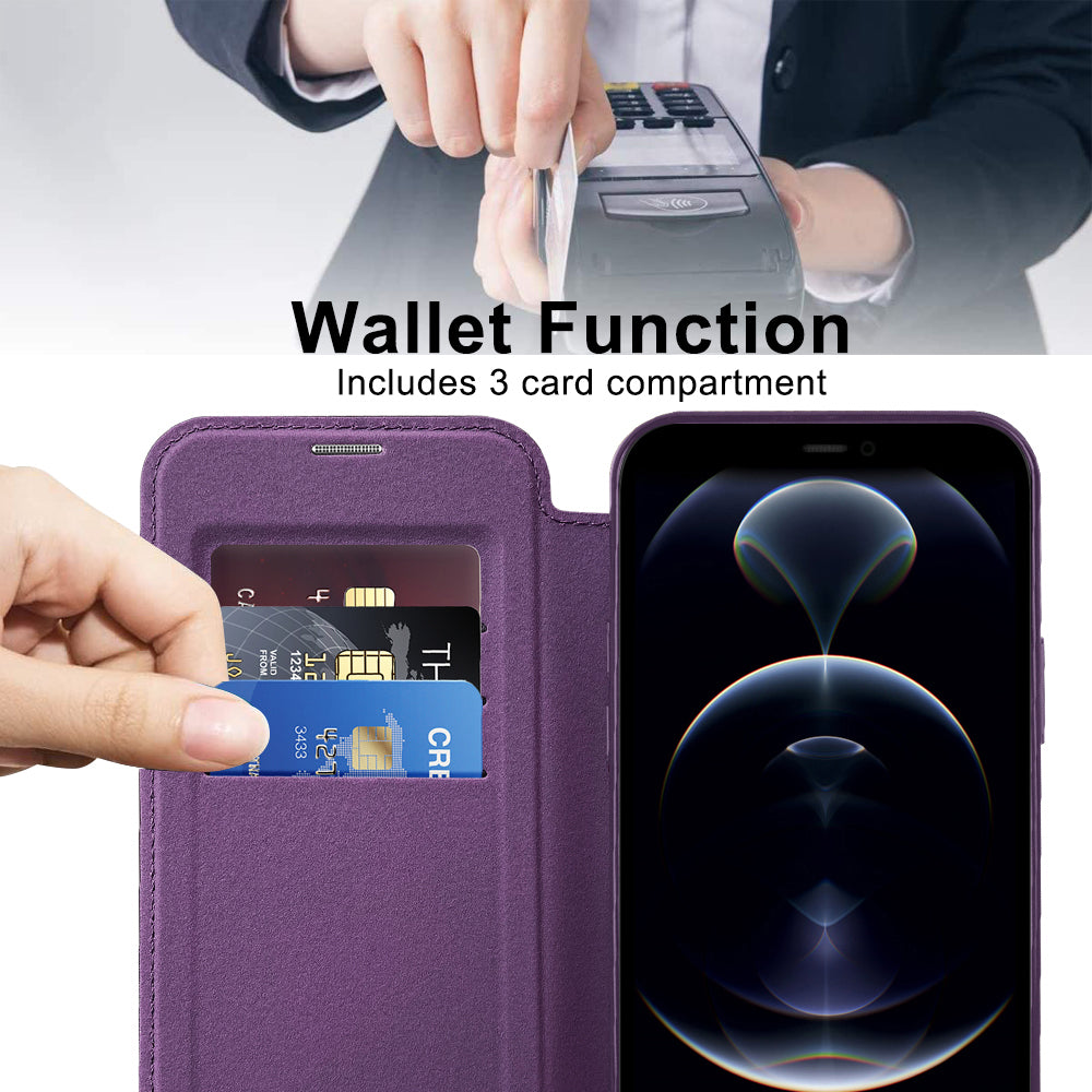 MagSafe Case for Apple iPhone 12 Pro Max, Techsuit, SmartMag Book, Purple