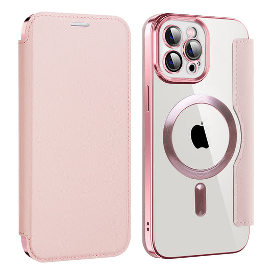 Калъф MagSafe за Apple iPhone 12 Pro Max, Techsuit, SmartMag Book, Розов