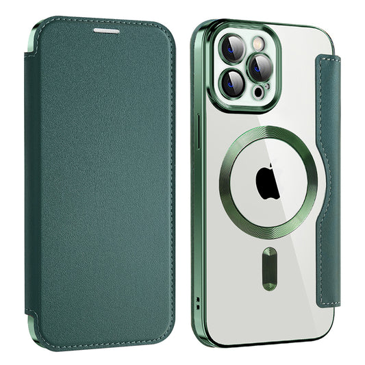 Калъф MagSafe за Apple iPhone 12 Pro Max, Techsuit, SmartMag Book, Зелен