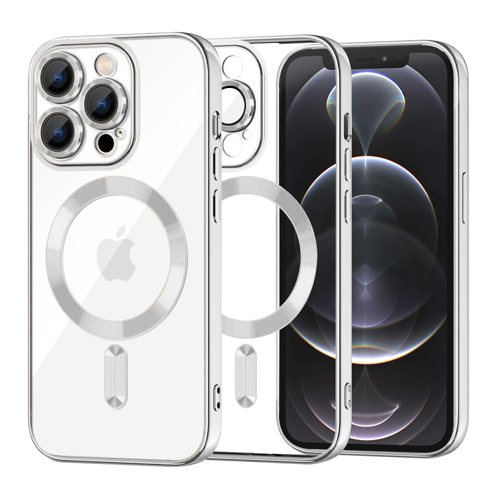 MagSafe Case for Apple iPhone 12 Pro, Techsuit, Luxury Crystal, Silver