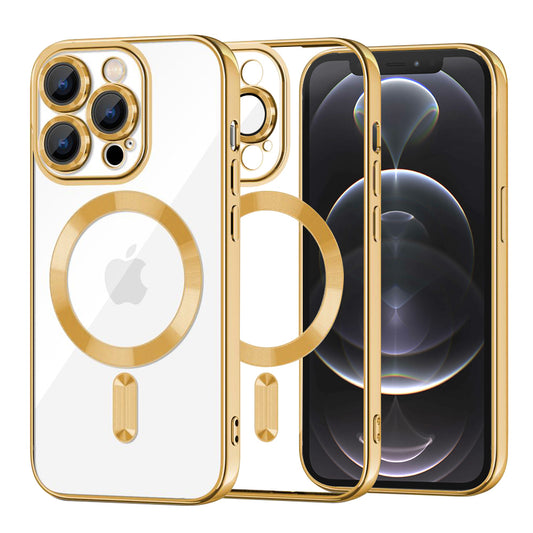 Калъф MagSafe за Apple iPhone 12 Pro, Techsuit, Luxury Crystal, Златист
