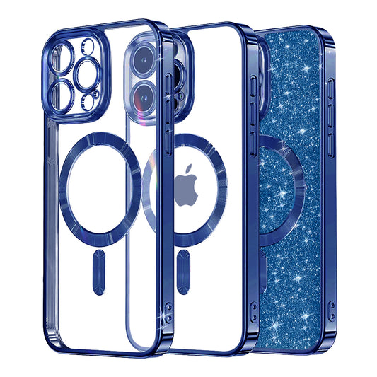 Калъф MagSafe за Apple iPhone 12 Pro, Techsuit, Luxury Glitter, Тъмносин