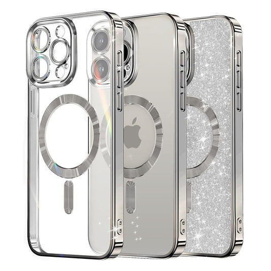 Калъф MagSafe за Apple iPhone 12 Pro, Techsuit, Luxury Glitter, Сребрист