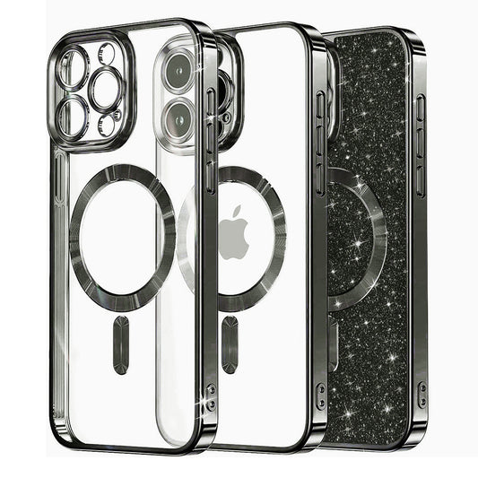 Калъф MagSafe за Apple iPhone 12 Pro, Techsuit, Luxury Glitter, Черен