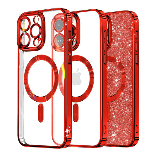 Калъф MagSafe за Apple iPhone 12 Pro, Techsuit, Luxury Glitter, Червен