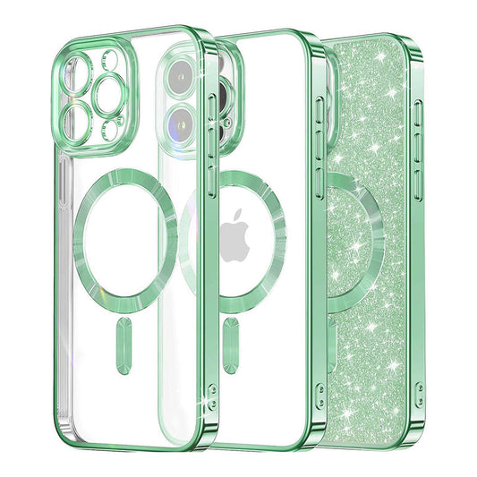 Калъф MagSafe за Apple iPhone 12 Pro, Techsuit, Luxury Glitter, Светлозелен