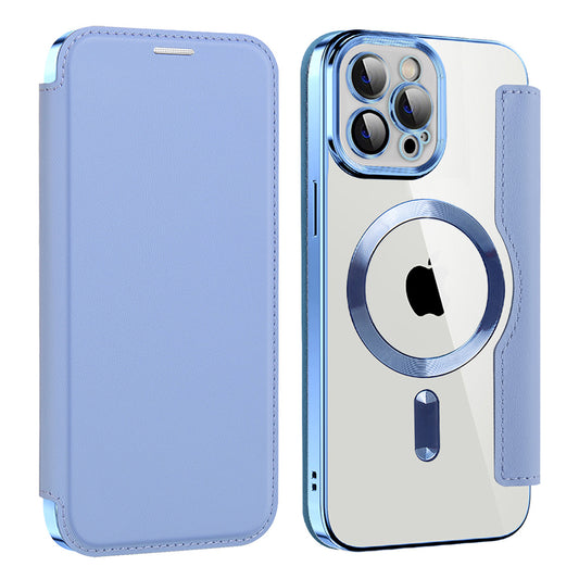 Калъф MagSafe за Apple iPhone 12 Pro, Techsuit, SmartMag Book, Син