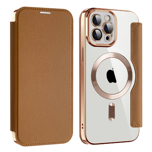 Калъф MagSafe за Apple iPhone 12 Pro, Techsuit, SmartMag Book, Кафяв