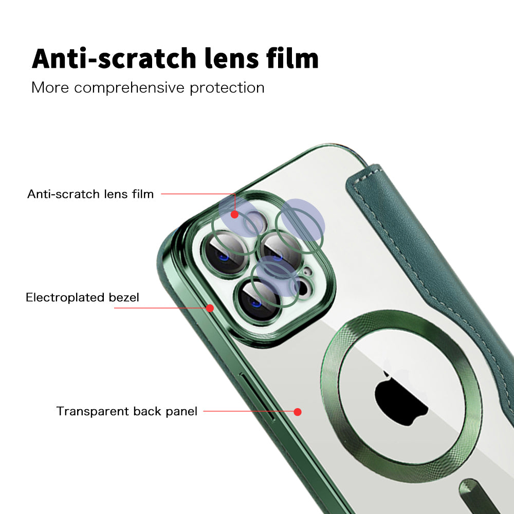 MagSafe Case for Apple iPhone 12 Pro, Techsuit, SmartMag Book, Green