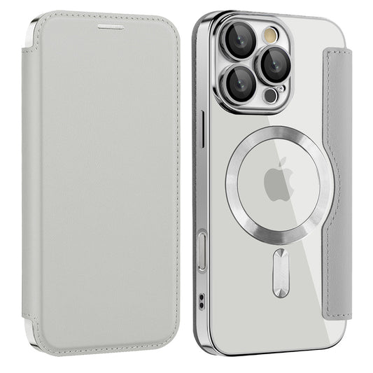 Калъф MagSafe за Apple iPhone 12, Techsuit, SmartMag Book, Сив