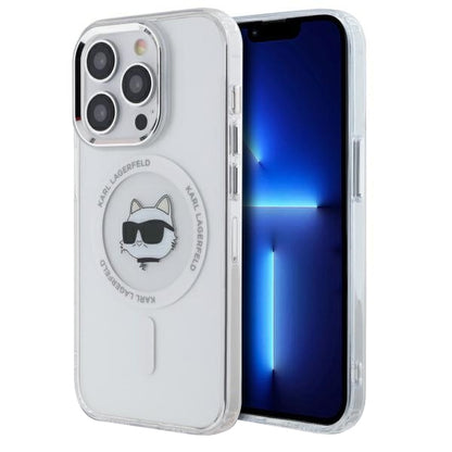Калъф MagSafe за Apple iPhone 13 Pro, Karl Lagerfeld, IML Metal Choupette's Head, Бял