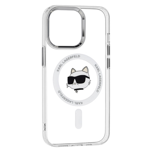 Калъф MagSafe за Apple iPhone 13 Pro, Karl Lagerfeld, IML Metal Choupette's Head, Бял
