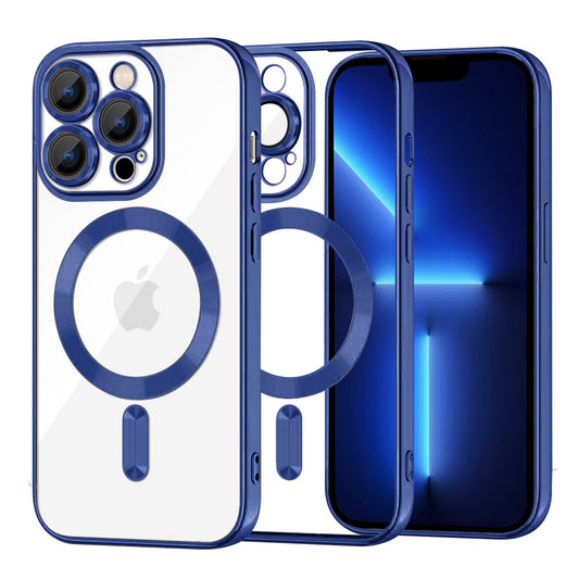Калъф MagSafe за Apple iPhone 13 Pro Max, Techsuit, Luxury Crystal, Тъмносин