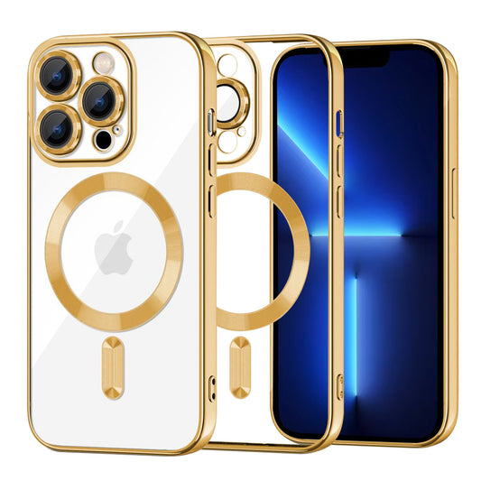 Калъф MagSafe за Apple iPhone 13 Pro Max, Techsuit, Luxury Crystal, Златист