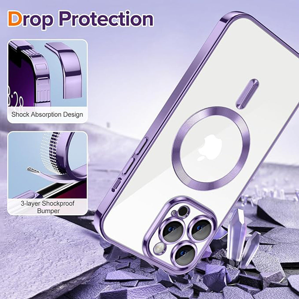 MagSafe Case for Apple iPhone 13 Pro Max, Techsuit, Luxury Crystal, Light Purple