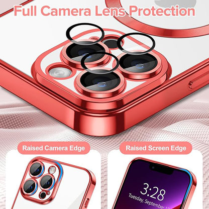 Калъф MagSafe за Apple iPhone 13 Pro Max, Techsuit, Luxury Crystal, Червен