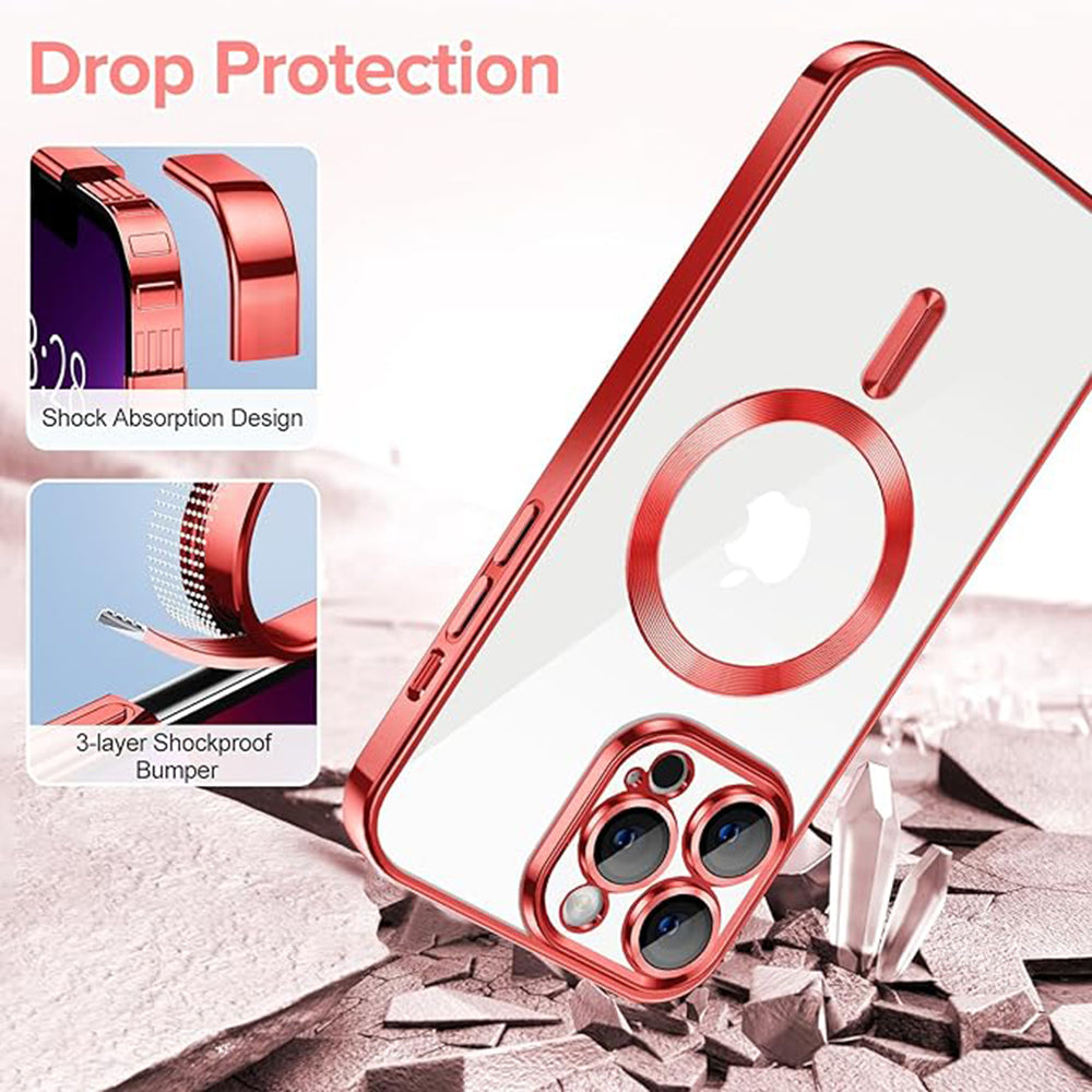 Калъф MagSafe за Apple iPhone 13 Pro Max, Techsuit, Luxury Crystal, Червен