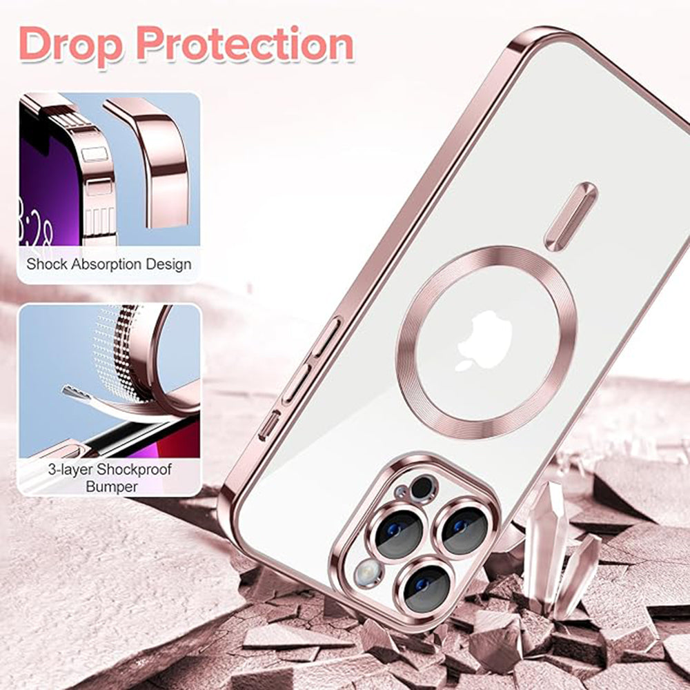 MagSafe Case for Apple iPhone 13 Pro Max, Techsuit, Luxury Crystal, Pink