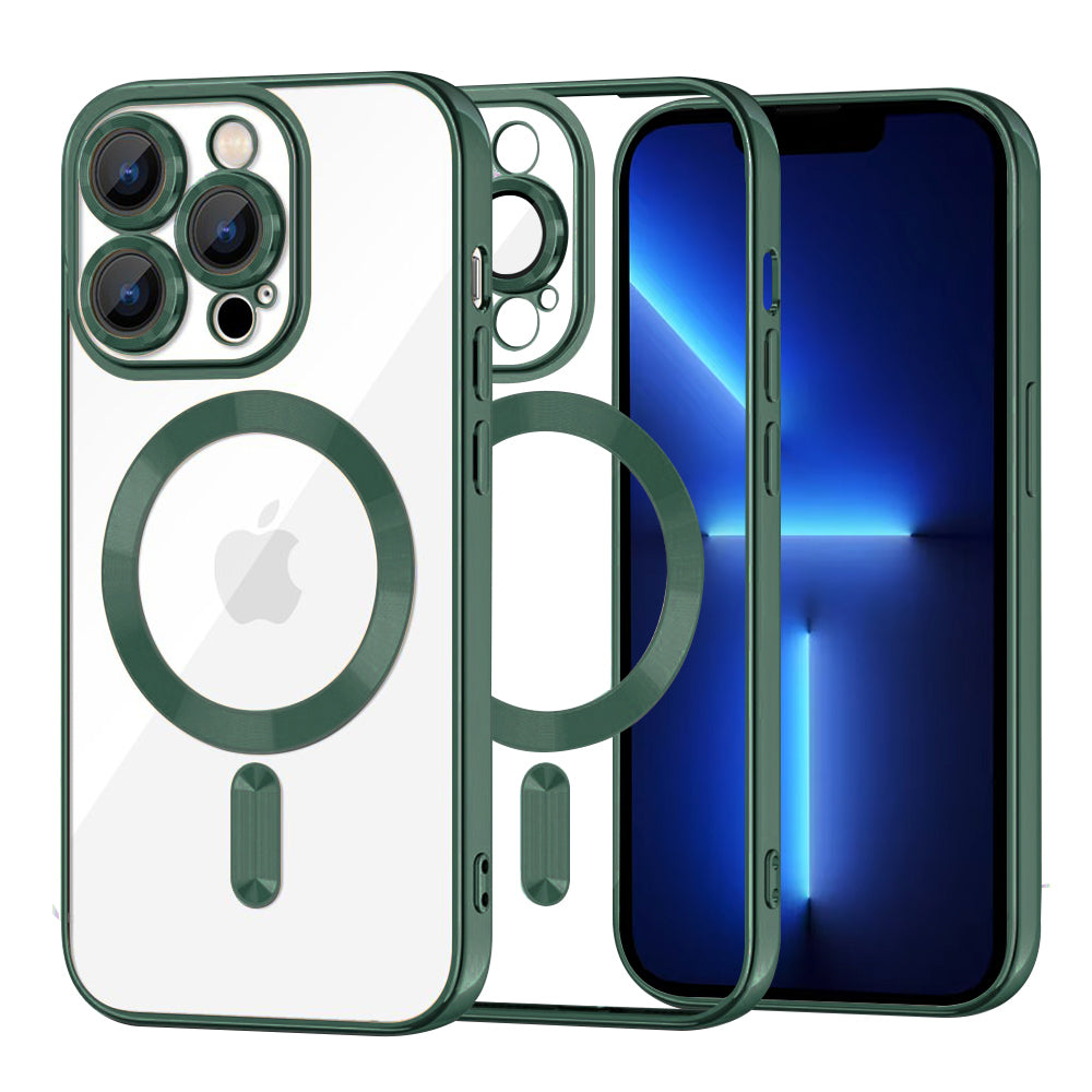 MagSafe Case for Apple iPhone 13 Pro Max, Techsuit, Luxury Crystal, Dark Green