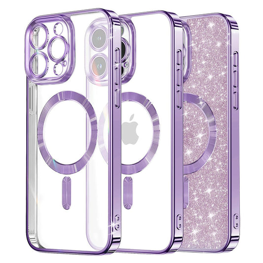 Калъф MagSafe за Apple iPhone 13 Pro Max, Techsuit, Luxury Glitter, Светло лилав