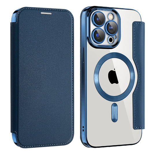 Калъф MagSafe за Apple iPhone 13 Pro Max, Techsuit, SmartMag Book, Син