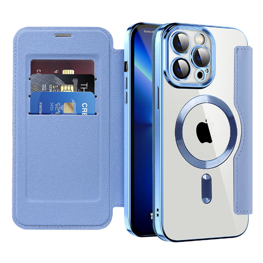 Калъф MagSafe за Apple iPhone 13 Pro Max, Techsuit, SmartMag Book, Син