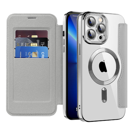 Калъф MagSafe за Apple iPhone 13 Pro Max, Techsuit, SmartMag Book, Сив