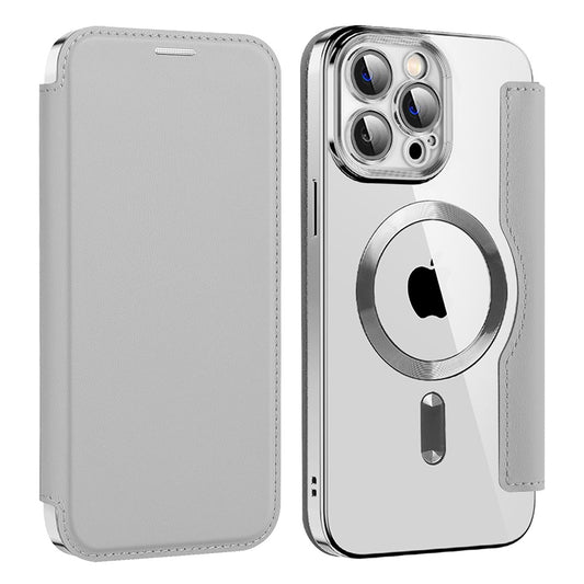 Калъф MagSafe за Apple iPhone 13 Pro Max, Techsuit, SmartMag Book, Сив