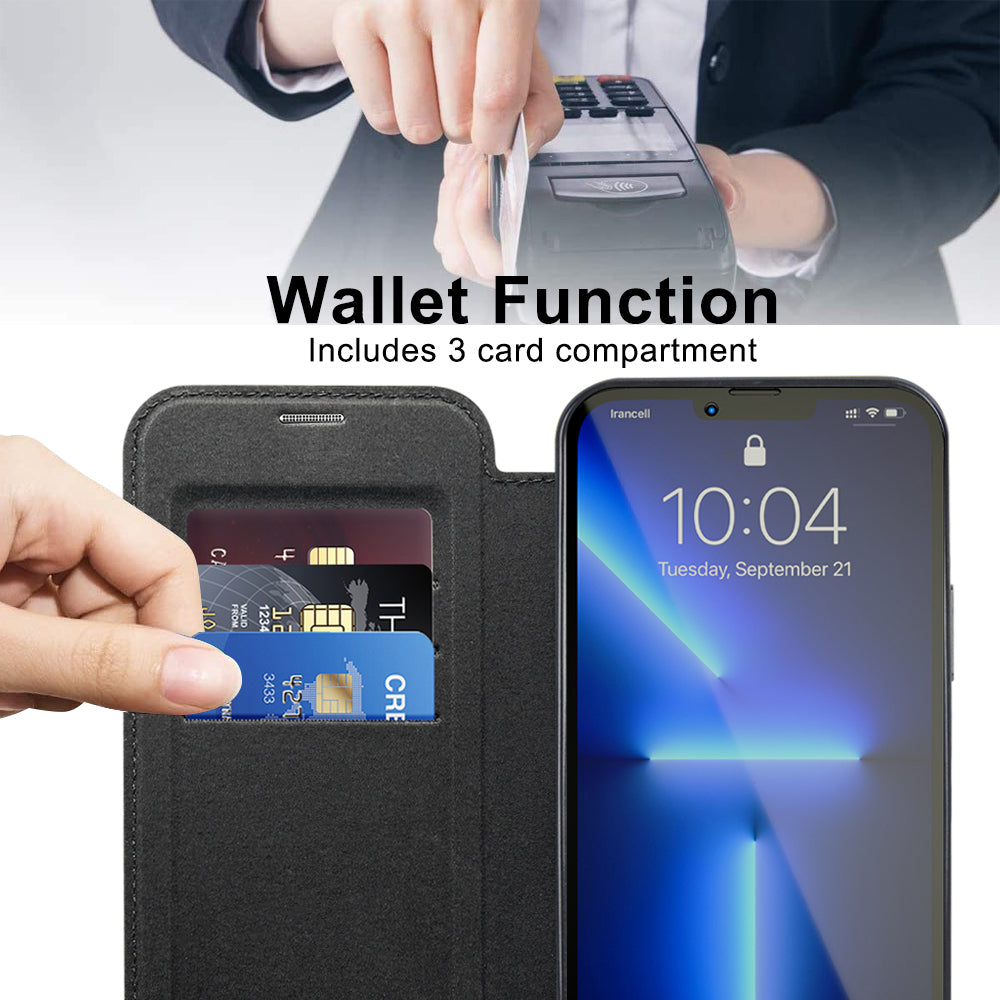Калъф MagSafe за Apple iPhone 13 Pro Max, Techsuit, SmartMag Book, Черен
